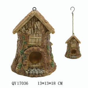 <span class=keywords><strong>Cage</strong></span> à oiseaux vintage en résine, art populaire, peinte à la main, modèle de décoration de jardin d'extérieur, accessoires de fée, nichoir suspendu - Product Image 5