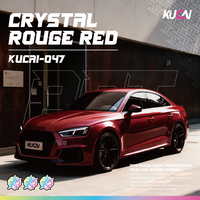 KUCAI Stiker Mobil PET Backing Warna Merah Kristal Gloss Metallic Cat Vinyl Mobil 1.52*17m/roll