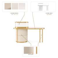 Table de présentation de bijoux sur mesure, vitrine en verre avec bordure dorée et éclairage LED pour magasin de détail et distributeur en gros