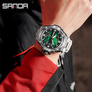 Nouvelle arrivée 2023 Sanda 3185 Design tendance Bracelet TPU <span class=keywords><strong>Montre</strong></span> numérique analogique <span class=keywords><strong>antichoc</strong></span> pour homme Reloj <span class=keywords><strong>Montre</strong></span> <span class=keywords><strong>de</strong></span> sport chronographe étanche - Product Image 5