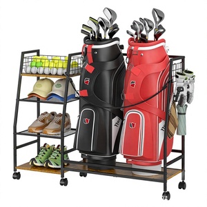 Suporte de Chão Giratório de Metal com <span class=keywords><strong>4</strong></span> Níveis para Armazenamento de Bolsas de Golfe, Organizador Esportivo Multicamadas Não Dobrável para Sala de Estar e Clubes - Moderno - Product Image 1