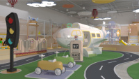 Aire de jeux intérieure sur le thème du trafic urbain, scène de construction routière réaliste, équipement de jeu interactif pour jeu de rôle et exploration, pour centre commercial