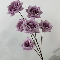 Hochwertige, realistische, handgefertigte einzelne rosa und rote Seidenrosen (6 Blütenköpfe) als künstliche Blumen für Hochzeitsdekorationen und Muttertag – Großpackung