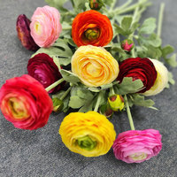 Bunga buatan Ranunculus bunga dekorasi dekorasi, bunga mawar Peony sutra kualitas tinggi untuk dekorasi pesta pernikahan rumah