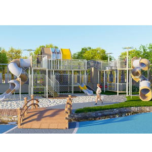 Tobogán de marco de escalada de acero inoxidable Playzone Playground + columpios <span class=keywords><strong>Cosas</strong></span> que hacer con los niños Patio escolar Juguetes de patio al aire libre - Product Image 1