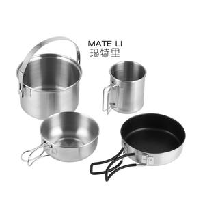 Ensemble de casseroles en acier inoxydable de qualité alimentaire 304 pour la cuisine en plein air, l'escalade et le <span class=keywords><strong>camping</strong></span>, comprenant une poêle antiadhésive, une casserole, un bol et une tasse - Product Image 2