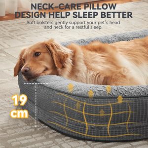 Cama para Perros Grandes Pawk XL, Ortopédica, de Espuma Viscoelástica Lavable, con Almohada Cervical de Cuatro Lados, Forma Ovalada, para Golden Retriever, Labrador, German Shepherd - Product Image 3