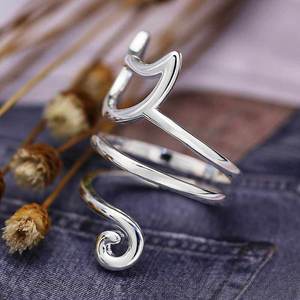 Smooth Winding <b>Cat</b> Shape Finger <b>Ring</b> Cute Daily Women Hand Jewelry Gift For Her - Product Image 6