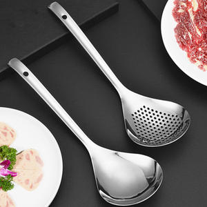 Ensemble de louches en acier inoxydable 304 pour cuisine, cuillère passoire à soupe, cuillère pour fondue, durable, lavage à la main uniquement - Product Image 1