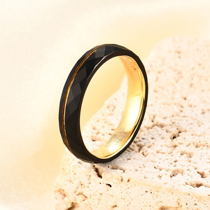 Tungsten Steel <b>Ring</b> 4.6mm Black Diamond Geometric Design Men's Fashion Jewelry Gift - Product Image 1