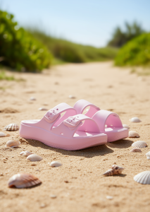 Sandali Unisex in EVA con Doppio Cinturino Comodi Estivi 23 Open Toe Tinta Unita Rosa Chiaro - Product Image 2