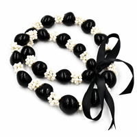 Collier Hawaïen en Noyaux de Kukui Naturels de Haute Qualité, Design Unique, Accessoire Perlé pour Filles et Femmes, Idéal pour les Vacances d'Été à la Plage