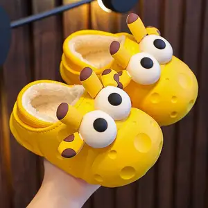 Children's Cotton Slippers Winter Boys Indoor Plush Warm Non-slip Cute Girls Bag Heel Waterproof Baby Cotton Shoes