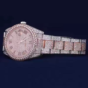 Luxury Fashion Professional Quartz Sapphire Crystal Day/Date <b>Stainless</b> <b>Steel</b> Moissanite Diamond <b>Men's</b> Wristwatch - Product Image 4