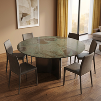 Nouvelle conception 2026 - Table à manger moderne avec plateau rond en marbre noir rotatif et structure en métal