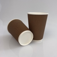 Tasse à café jetable en papier boisson chaude anti-brûlure haut de gamme tasse à thé au lait à emporter tasse en carton ondulé emballée personnalisable