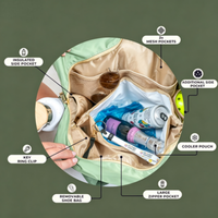 Sac de transport unisexe personnalisé pour raquettes de pickleball, en nylon, 30-40L, étanche, avec bandoulière réglable, rangement portable pour l'entraînement sportif