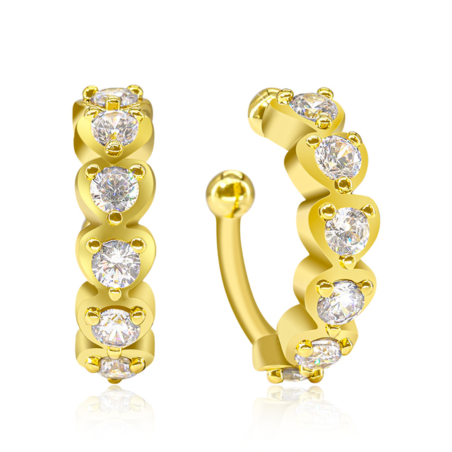 Jewelry Supplier Wholesale Brass Diamond Cubic Zirconia Gold Ear Cuffs Clip on Earrings for Non Pierced Ears Earrings