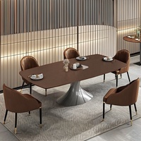 Ensemble de salle à manger en bois, chaise de salle à manger moderne et bureau néerlandais, table à manger rectangulaire 8 places avec quatre chaises