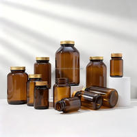 Flacons en verre de haute qualité pour emballages de compléments alimentaires en gélules, 60cc, 75cc, 100cc, 120cc, 150cc, 200cc, 250cc, 300cc, 400cc, 500cc