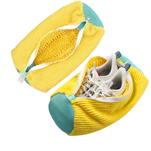 Sac de lavage portable en polyester pour chaussures, style cordon de serrage avec fermeture éclair, sac de nettoyage réutilisable pour baskets et chaussures - Product Image 4