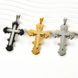 Collier avec pendentif croix en acier inoxydable étanche, breloques crucifix Jésus chrétien, chaînes à maillons, bijoux religieux, cadeaux - Product Image 2