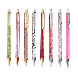 Bolígrafo de punta redonda con cubierta de cuero personalizada, bolígrafo de punta redonda de metal con brillantina para niñas, artículo promocional - Product Image 1