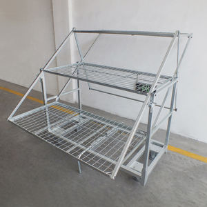 Présentoir métallique 2/<span class=keywords><strong>3</strong></span>/4 couches Chariot à plate-forme en treillis métallique Chariot à quatre roues enduit de poudre galvanisé à chaud pour serre - Product Image 4