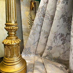 2025 màu be cao Mật độ sợi dọc vải với các chi nhánh và lá mới Jacquard phòng khách rèm cửa ánh sáng ngăn chặn sự riêng tư rèm cửa - Product Image 3