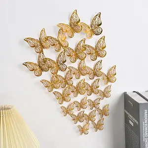 Adesivos de parede de borboleta 3d, adesivo de borboleta personalizado de simulação, decoração de casa 12 pçs/set, adereços de decoração de sala de estar