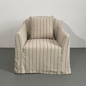 Sillón <span class=keywords><strong>de</strong></span> Lino a <span class=keywords><strong>Rayas</strong></span> Estilo Rústico con Diseño <span class=keywords><strong>de</strong></span> <span class=keywords><strong>Rayas</strong></span> y Almohada Decorativa - Product Image 2