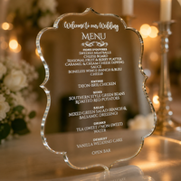 Cartes de menu de mariage personnalisées en acrylique style européen, or miroir, argent, or rose, pour baby shower et anniversaire, décoration de réception moderne