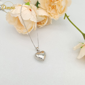 Affascinante grande cuore collana solido superficie liscia amore a forma di ciondolo gioielli a catena per donna uomo - Product Image 5