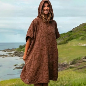 <span class=keywords><strong>Poncho</strong></span> con Capucha de Tela de Rizo 100% Algodón Personalizado con Patrón en Relieve, Toalla Tipo Bata de Playa, Cubrebañador para <span class=keywords><strong>Surf</strong></span>, Natación y Deportes Acuáticos - Product Image 3