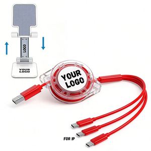 Câble de charge rapide 3 en 1 personnalisé avec logo promotionnel, cordon de chargeur bleu - Product Image 1