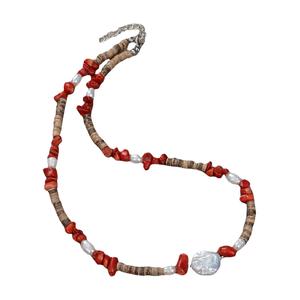 Collier de perles de corail baroque naturel de Taïwan, perles rouges de conception africaine nigériane du <span class=keywords><strong>Bénin</strong></span>, pour mariage, fête, cadeau en acier inoxydable - Product Image 6