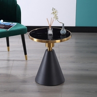 Tables basses rondes en marbre avec base en X en métal doré moderne pour le salon, table d'appoint