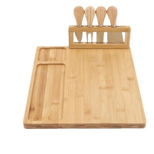 Ensemble de planches à fromage en bambou Minchuang 36,5x28x1,5cm avec porte-couteaux quatre pièces pour présentation occidentale - Product Image 5