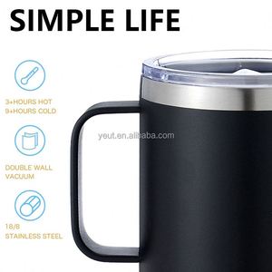 High Quality Travel <b>Double</b> <b>Wall</b> Insulated 304 Stainless Steel Tumbler Mug Office 12oz/14oz Coffee Mugs with Handle and Lids - Product Image 3