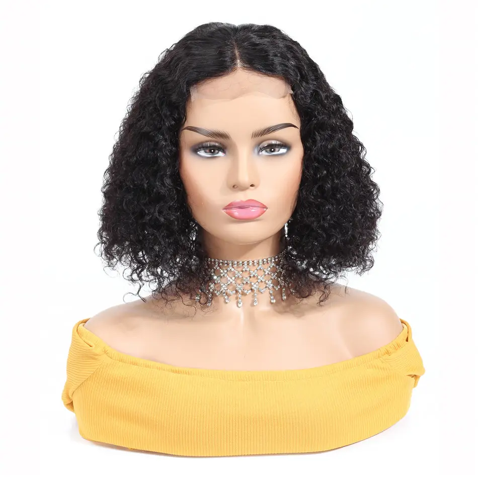 Yeswigs Indian Human Hair Kinky Curly Wigs 13*4 Short Size 6 Inch Bob Indian Virgin Remy Hair 100 Human Hair Lace Front Bob Wig