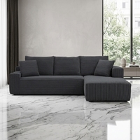Minimalistisches Modernes Schwarzes Chesterfield Modulares L-förmiges Schaumstoffgefülltes Stoffsofa-Set für Wohnzimmer Apartment Villa Lounge Hotel