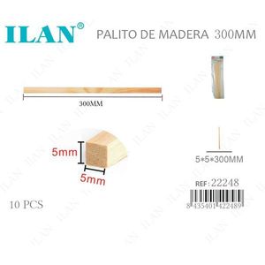 ILAN Palitos de Madera 5x5x300mm Sección Cuadrada 10 Piezas Para Manualidades - Product Image 1