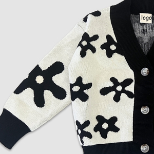 Bán Buôn Trẻ Em Quần Áo Áo Len 100% Bông Tốt Đan Tùy Chỉnh In Cô Gái Cardigan Với Thẻ - Product Image 6