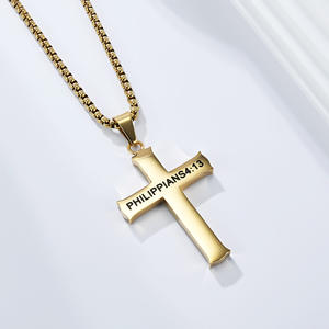 Cross <b>Necklace</b> For Men Stainless Steel Pendant Chain Jewelry Fashion <b>Statement</b> Piece Street Style Accessories - Product Image 3