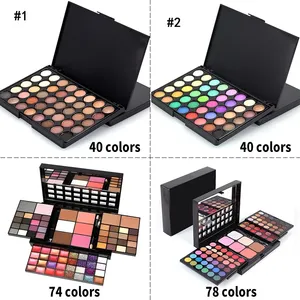 Paleta de sombras de ojos con brillo, 40/74/78 colores, mate, resistente al agua, polvo prensado de larga duración, Kit de cosméticos, herramientas de maquillaje para mujer a la moda - Product Image 1