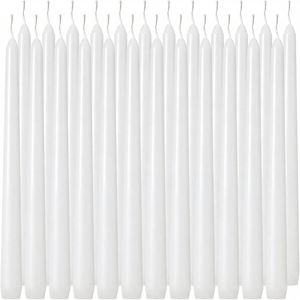 24 Pack Handmade Tall <strong>White</strong> <strong>Taper</strong> <strong>Candles</strong> 10 Inch Dripless Unscented Paraffin Wax Cotton Wicks 8 Hours Easter Weddings - Product Image 1