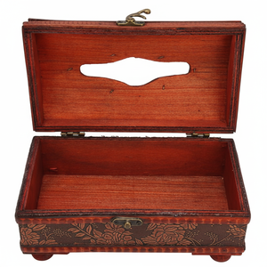 Caja de pañuelos rectangular de tendencia, servilletero en madera con diseño tallado a mano para restaurante, Hotel, mesa, uso superior, servilletero - Product Image 1