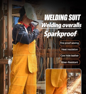 <span class=keywords><strong>Falda</strong></span> de Cuero Vacuno para Soldadura, con Tirantes, Resistente al Calor, Ropa de Trabajo de Seguridad, Talla Personalizada OEM ODM - Product Image 1