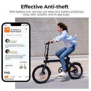 Vélo électrique P20 pliable de 20 pouces, cadre en alliage d'aluminium à 7 vitesses, batterie intégrée mini amovible de 250W, 36V, vélo électrique - Product Image 3