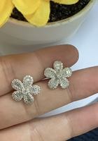 Boucles d'oreilles exquises scintillantes pour femmes, en argent 925 incrusté de zircon, motif fleur, pour mariée, personnalisation OEM disponible